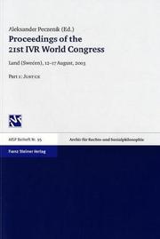Cover of: Proceedings of the 21st IVR World Congress, Lund, Sweden, 12-17 August, 2003.