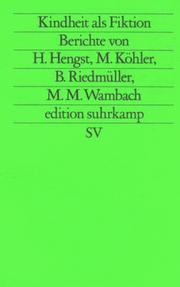Cover of: Kindheit als Fiktion