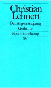 Cover of: Der Augen Aufgang by Christian Lehnert