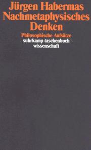 Cover of: Nachmetaphysisches Denken. Philosophische Aufsätze.