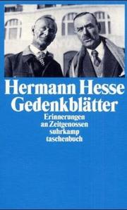 Cover of: Gedenkblätter by Hermann Hesse