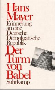 Cover of: Der Turm von Babel: Erinnerung an eine Deutsche Demokratische Republik