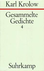 Cover of: Gesammelte Gedichte, 4 Bde., Bd.4