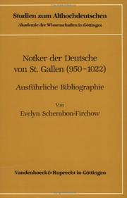 Cover of: Notker der Deutsche von St. Gallen (950-1022) by Evelyn Scherabon Firchow
