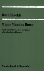 Cover of: Minor mundus homo by Ruth Finckh