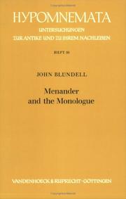 Cover of: Menander and the monologue