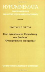Cover of: Eine byzantinische Übersetzung von Boethius' "De hypotheticis syllogismis" by Boethius