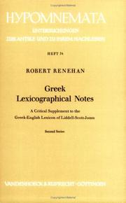 Cover of: Greek lexicographical notes: a critical supplement to the Greek-English lexicon of Liddell-Scott-Jones : second series