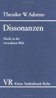 Cover of: Dissonanzen by Theodor W. Adorno