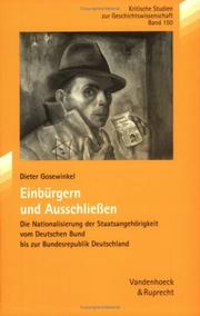 Cover of: Einbürgern und Ausschliessen by Dieter Gosewinkel