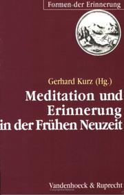 Cover of: Meditation und Erinnerung in der Frühen Neuzeit