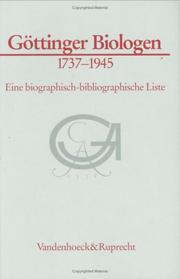 Cover of: Göttinger Biologen 1737-1945 by Gerhard Wagenitz