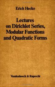 Cover of: Lectures on Dirichlet series, modular functions, and quadratic forms