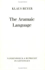 Cover of: The Aramaic language, its distribution and subdivisions by Beyer, Klaus.
