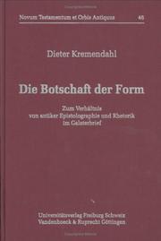 Cover of: Die Botschaft der Form by Dieter Kremendahl