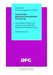 Dfg - Fortschrite Geowissen-Schaftlicher Forschung 24 (Mitteilung) by VCH