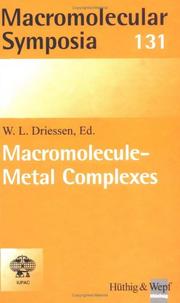 Cover of: Macromolecule-Metal Complexes: 7th International Symposium on Macromolecule-Metal Complexes (Macromolecular Symposia)