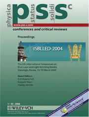 Cover of: Proceedings by International Symposium on Blue Laser and Light Emitting Diodes (5th 2004 Kyŏngju-si, Korea), International Symposium on Blue Laser and Light Emitting Diodes (5th 2004 Kyŏngju-si, Korea)