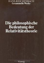 Cover of: Die philosophische Bedeutung der Relativitätstheorie