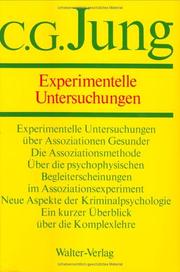 Cover of: Experimentelle Untersuchungen by Carl Gustav Jung