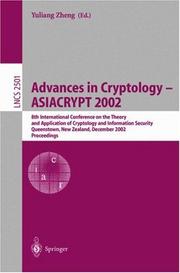 Cover of: Advances in Cryptology - ASIACRYPT 2002