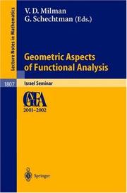 Cover of: Geometric Aspects of Functional Analysis: Israel Seminar 2001-2002 (Lecture Notes in Mathematics)