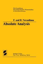 Cover of: Absolute Analysis (Grundlehren der mathematischen Wissenschaften)