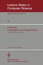 Cover of: Automata, Languages, and Programming by H. A. Maurer