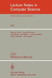 Cover of: CLU: Reference Manual (Lecture Notes in Computer Science)