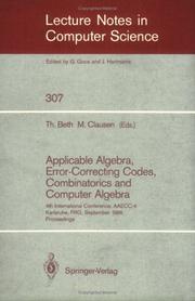 Cover of: Applicable Algebra, Error-Correcting Codes, Combinatorics and Computer Algebra (Lecture Notes in Computer Science)