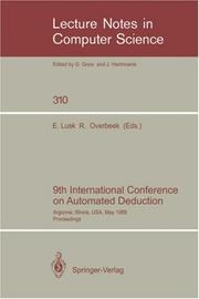 Cover of: 9th International Conference on Automated Deduction (Lecture Notes in Computer Science)