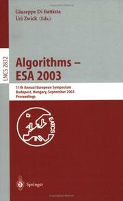 Cover of: Algorithms - ESA 2003 by 
