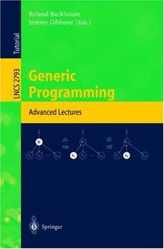 Cover of: Generic Programming: Advanced Lectures (Lecture Notes in Computer Science)