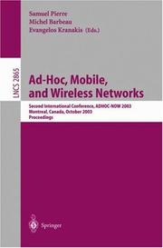 Cover of: Ad-Hoc, Mobile, and Wireless Networks by 