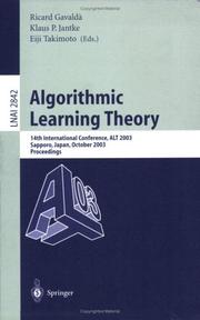 Cover of: Algorithmic Learning Theory | 