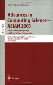 Cover of: Advances in Computing Science - ASIAN 2003, Programming Languages and Distributed Computation by Vijay A. Saraswat