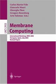 Cover of: Membrane Computing by 