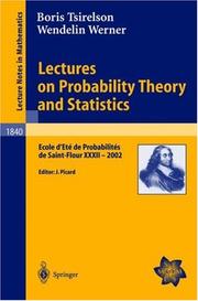 Cover of: Lectures on Probability Theory and Statistics by Boris Tsirelson, Wendelin Werner