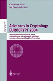 Cover of: Advances in Cryptology - EUROCRYPT 2004 by 