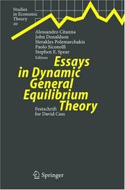 Cover of: Essays in dynamic general equilibrium theory: Festschrift for David Cass