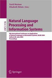 Natural language processing and information systems by International Conference on Applications of Natural Language to Information Systems (9th 2004 Salford, England)