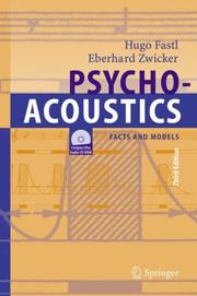 Cover of: Psychoacoustics: Facts and Models (Springer Series in Information Sciences)