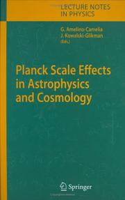 Cover of: Planck Scale Effects in Astrophysics and Cosmology (Lecture Notes in Physics) by 