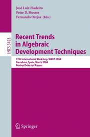 Cover of: Recent Trends in Algebraic Development Techniques | 