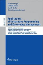 Cover of: Applications of Declarative Programming and Knowledge Management: 15th International Conference on Applications of Declarative Programming and Knowledge ... Papers (Lecture Notes in Computer Science)