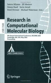 Cover of: Research in Computational Molecular Biology: 9th Annual International Conference, RECOMB 2005, Cambridge, MA, USA, May 14-18, 2005, Proceedings (Lecture Notes in Computer Science)