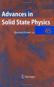 Cover of: Advances in Solid State Physics, Vol. 45 (Advances in Solid State Physics) (Advances in Solid State Physics)