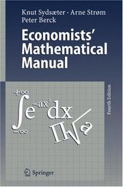 Cover of: Economists' Mathematical Manual by Knut Sydsæter, Arne Strøm, Peter Berck