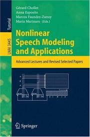 Cover of: Nonlinear Speech Modeling and Applications: Advanced Lectures and Revised Selected Papers (Lecture Notes in Computer Science)