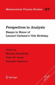 Cover of: Perspectives in Analysis: Essays in Honor of Lennart Carleson's 75th Birthday (Mathematical Physics Studies)